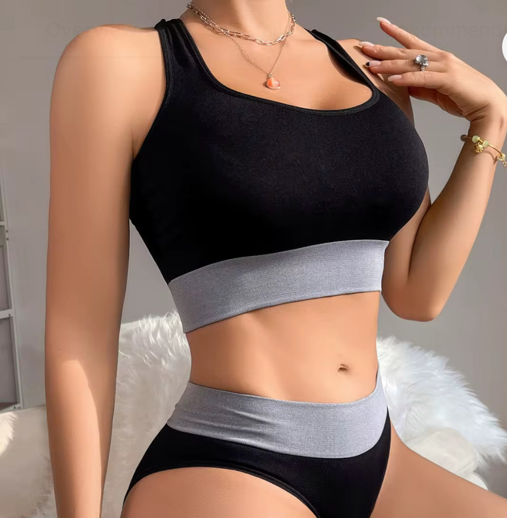 2 bra set breathable ribbed seamless yoga sports underwear