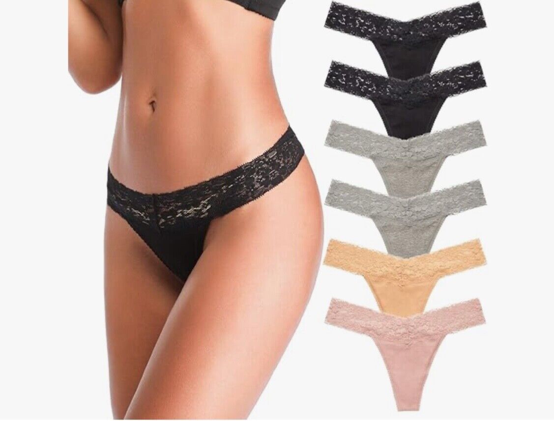 ANNYISON Women's Thongs, T Back Low Waist See Through Panties Cotton Seamless La