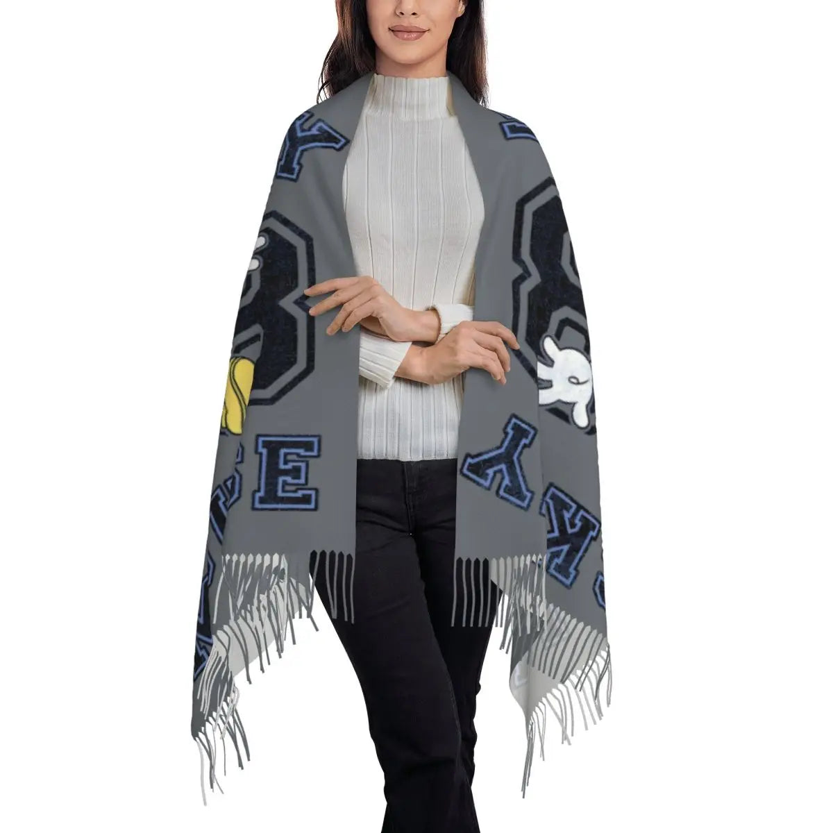Disney Mickey Mouse Women's Scarf Pashmina Shawls and Wraps for Evening Dresses Winter Cashmere Feel Large Scarves