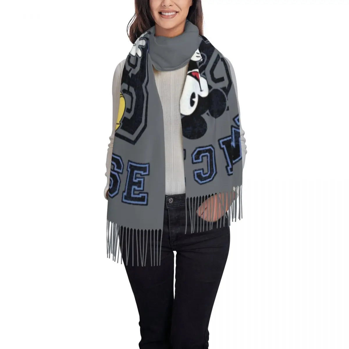Disney Mickey Mouse Women's Scarf Pashmina Shawls and Wraps for Evening Dresses Winter Cashmere Feel Large Scarves