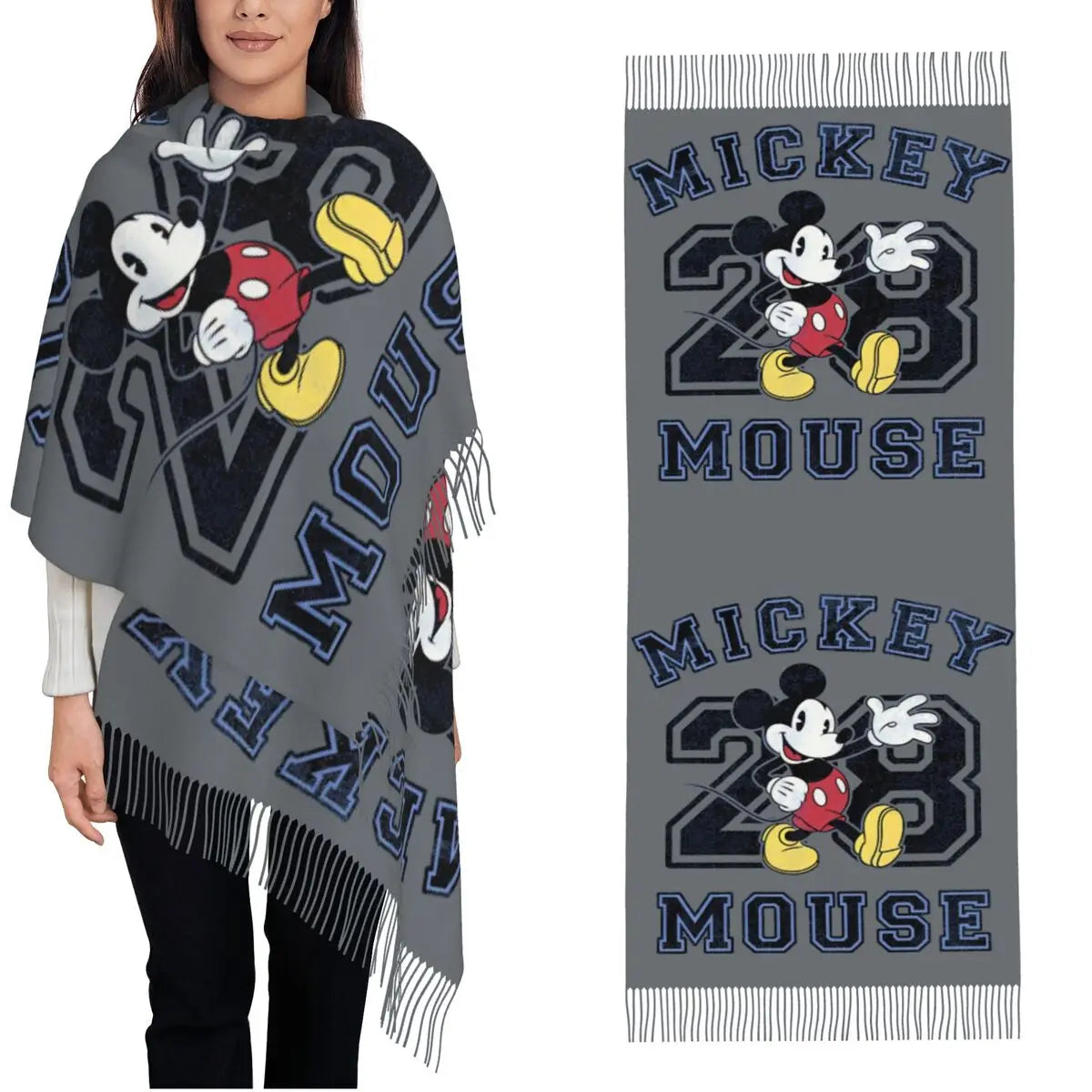 Disney Mickey Mouse Women's Scarf Pashmina Shawls and Wraps for Evening Dresses Winter Cashmere Feel Large Scarves