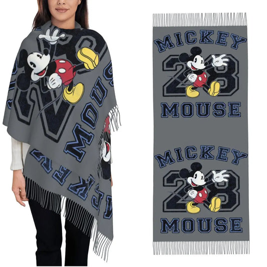 Disney Mickey Mouse Women's Scarf Pashmina Shawls and Wraps for Evening Dresses Winter Cashmere Feel Large Scarves